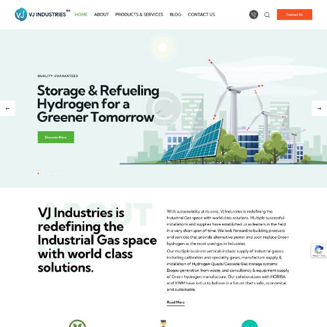 The image showcases a screenshot of VJ Industries website.